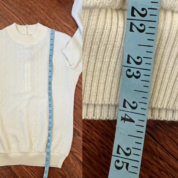80s/90s Bay Harbour Cream Mock Neck Sweater Zip Back Knit Size M Coastalchic - Picture 10 of 16
